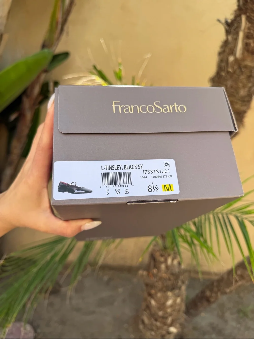 Franco Sarto Black Patent Mary Jane Flat with Burgundy Insole